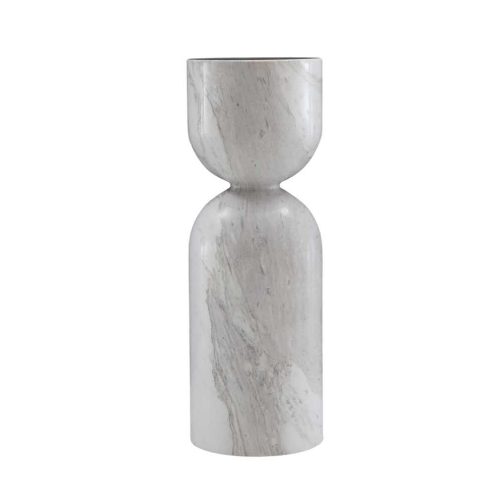 Salt White Marble Column Side Table