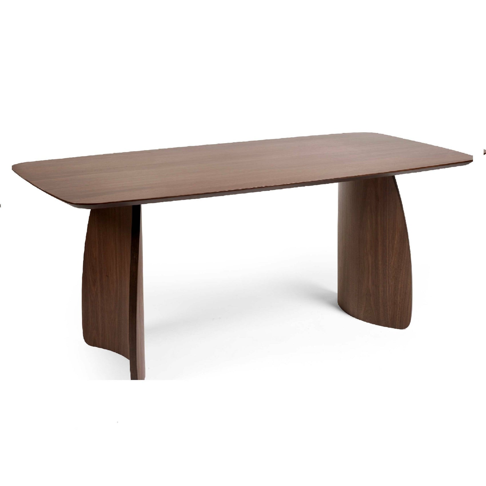 Bodhi Curved Leg Walnut Brown Oak Wood Dining Table | 6 Seater