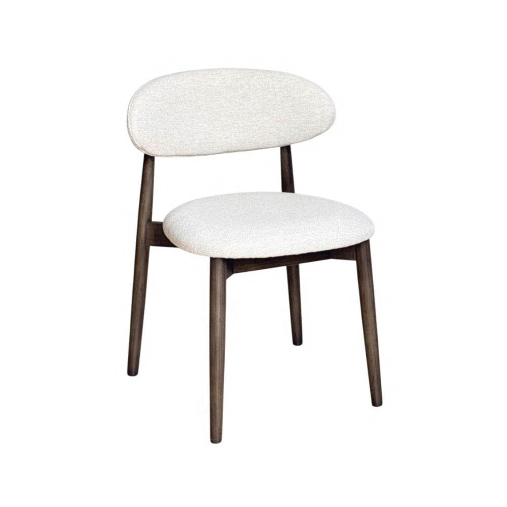 Elin Cream Boucle & Dark Brown Oak Wood Dining Chair