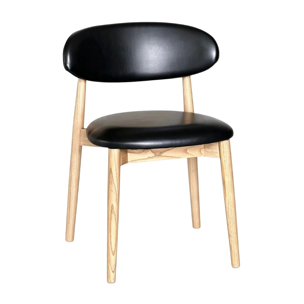 Elin Black Faux Leather & Light Oak Wood Dining Chair