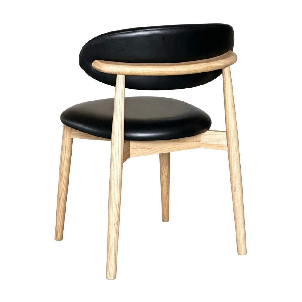 Elin Black Faux Leather & Light Oak Wood Dining Chair