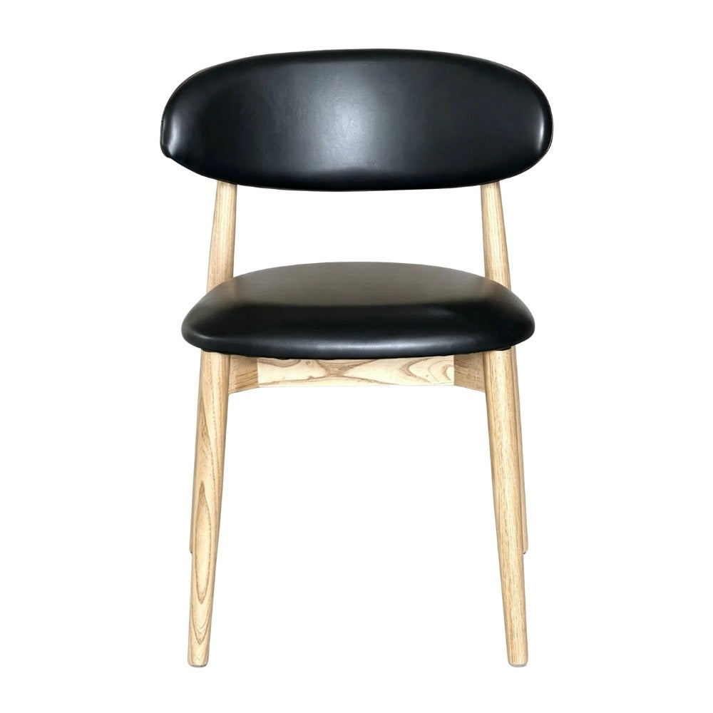 Elin Black Faux Leather & Light Oak Wood Dining Chair
