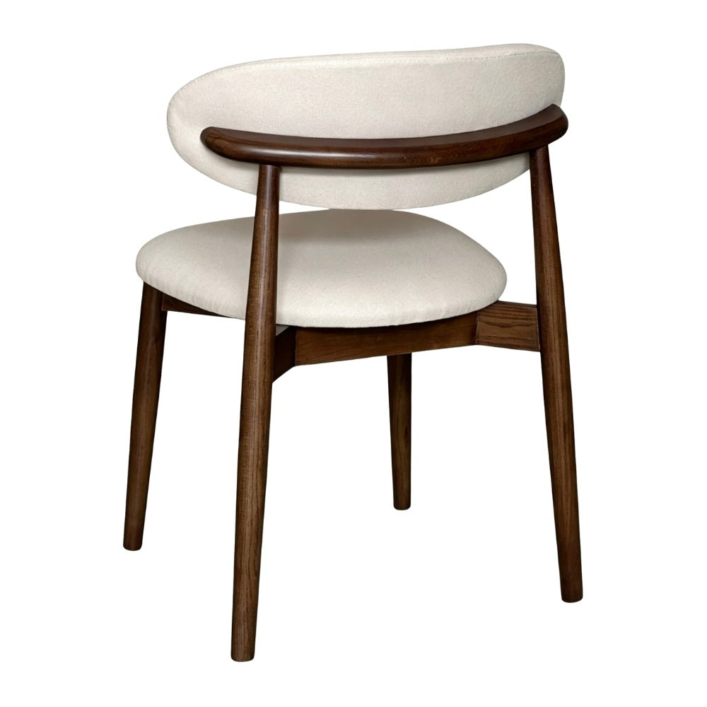 Elin Latte Fabric & Dark Brown Oak Wood Dining Chair