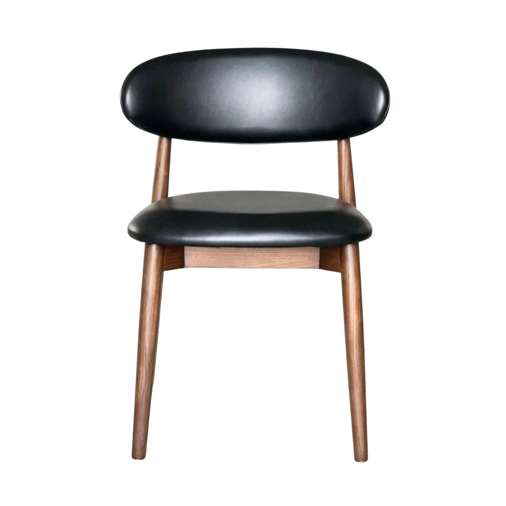Elin Black Faux Leather & Dark Brown Oak Wood Dining Chair