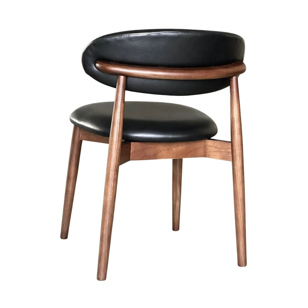 Elin Black Faux Leather & Dark Brown Oak Wood Dining Chair