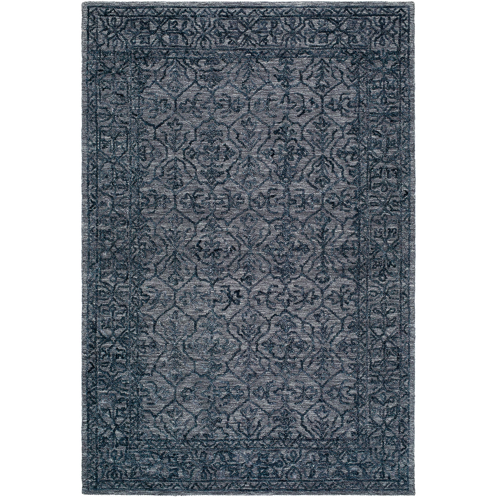 Sicily Vintage Wool Traditional Vintage Boho Blue & Charcoal Rug 152x229cm - product image