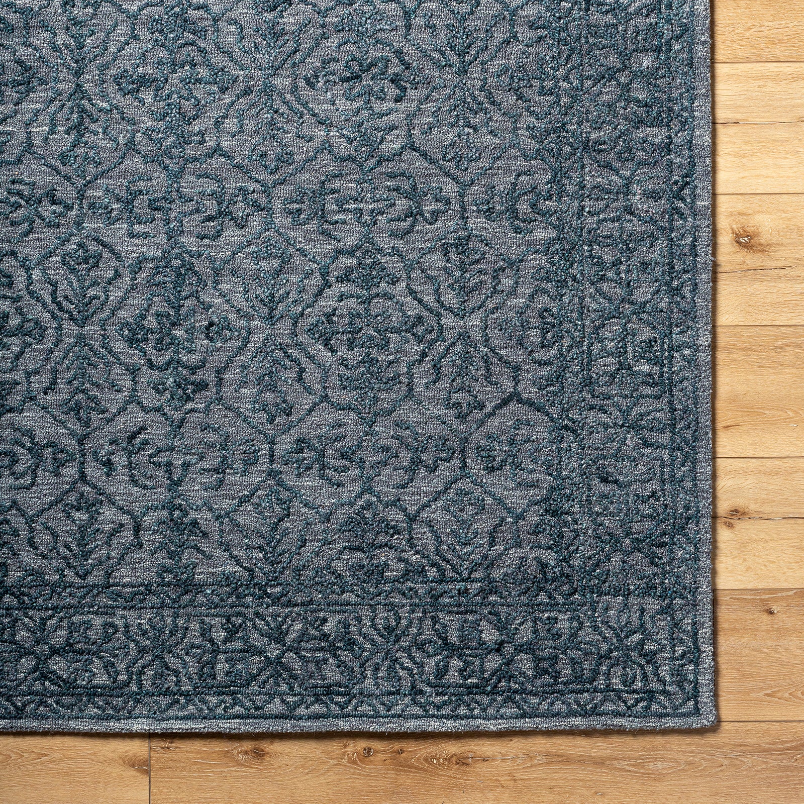 Sicily Vintage Wool Traditional Vintage Boho Blue & Charcoal Rug 152x229cm - colour swatch