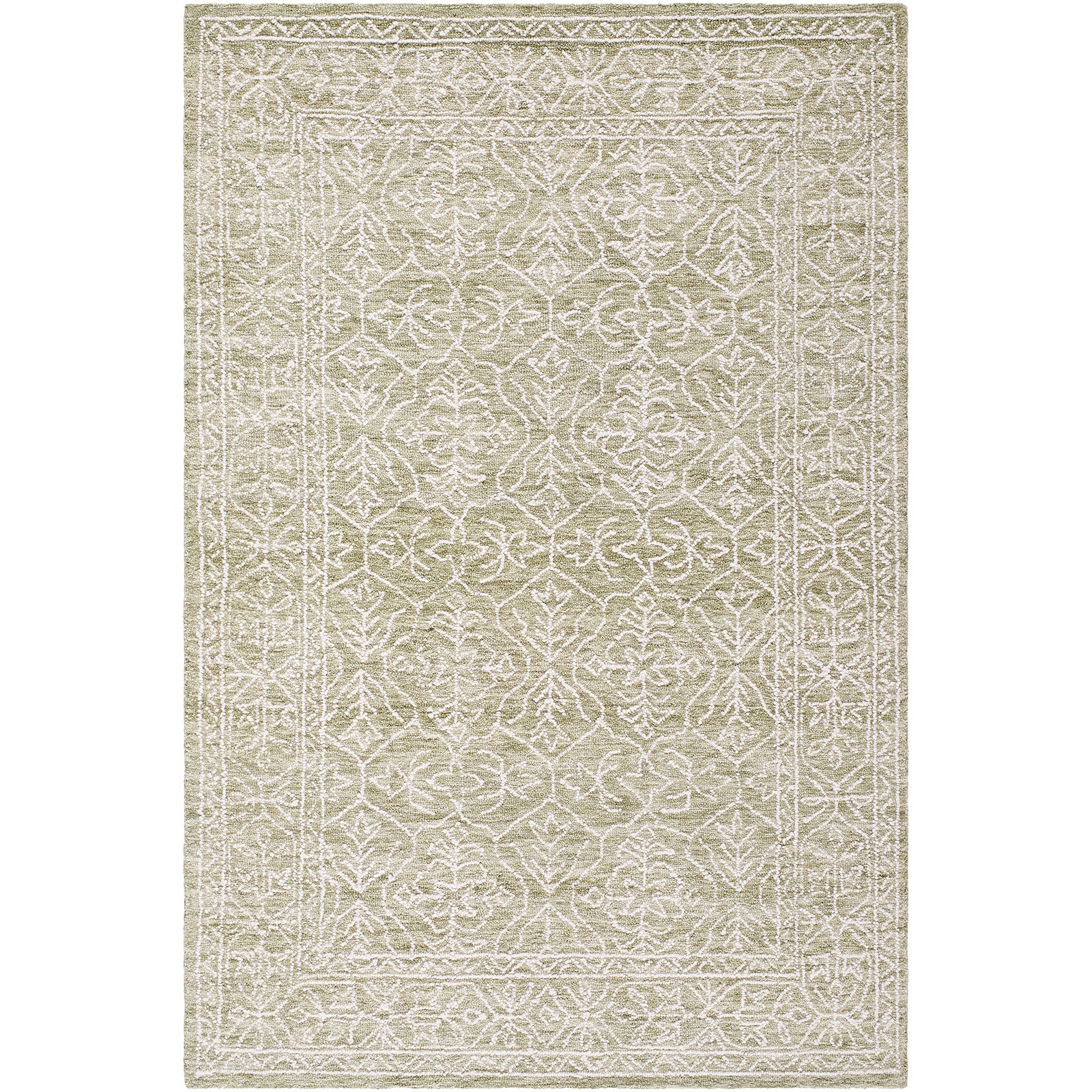 Sicily Vintage Wool Traditional Vintage Boho Green & Sage Rug 183x274cm - product image
