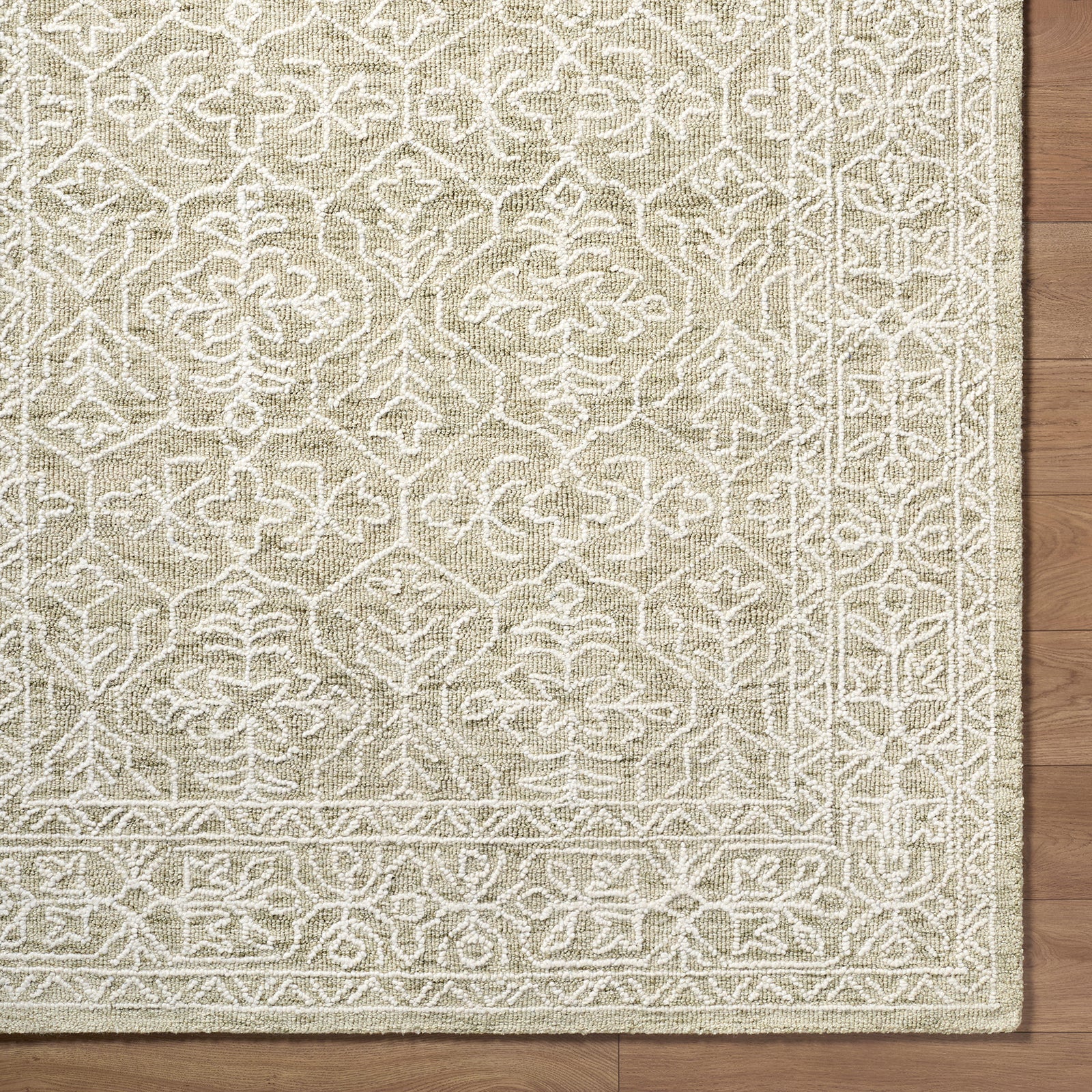 Sicily Vintage Wool Traditional Vintage Boho Green & Sage Rug 152x229cm - colour swatch