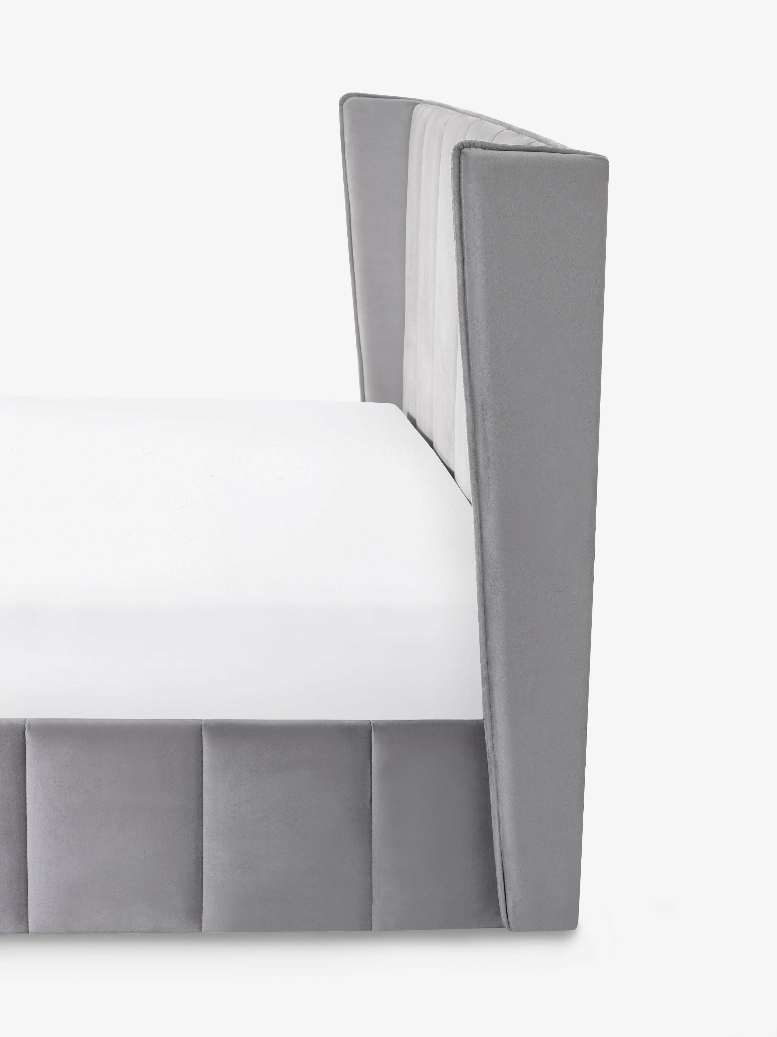 Orwell Grey Velvet Ottoman Storage Double Bed