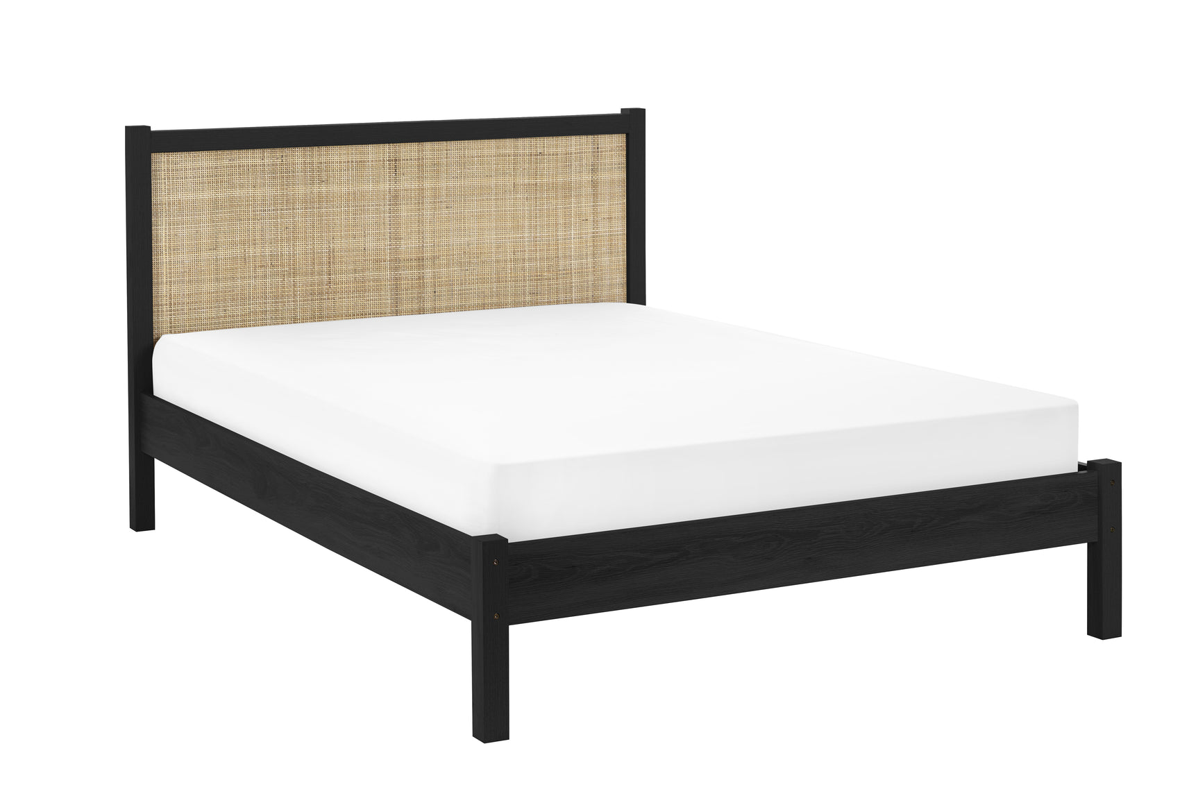Clermont Black Oak Wood & Rattan Rattan King Bed