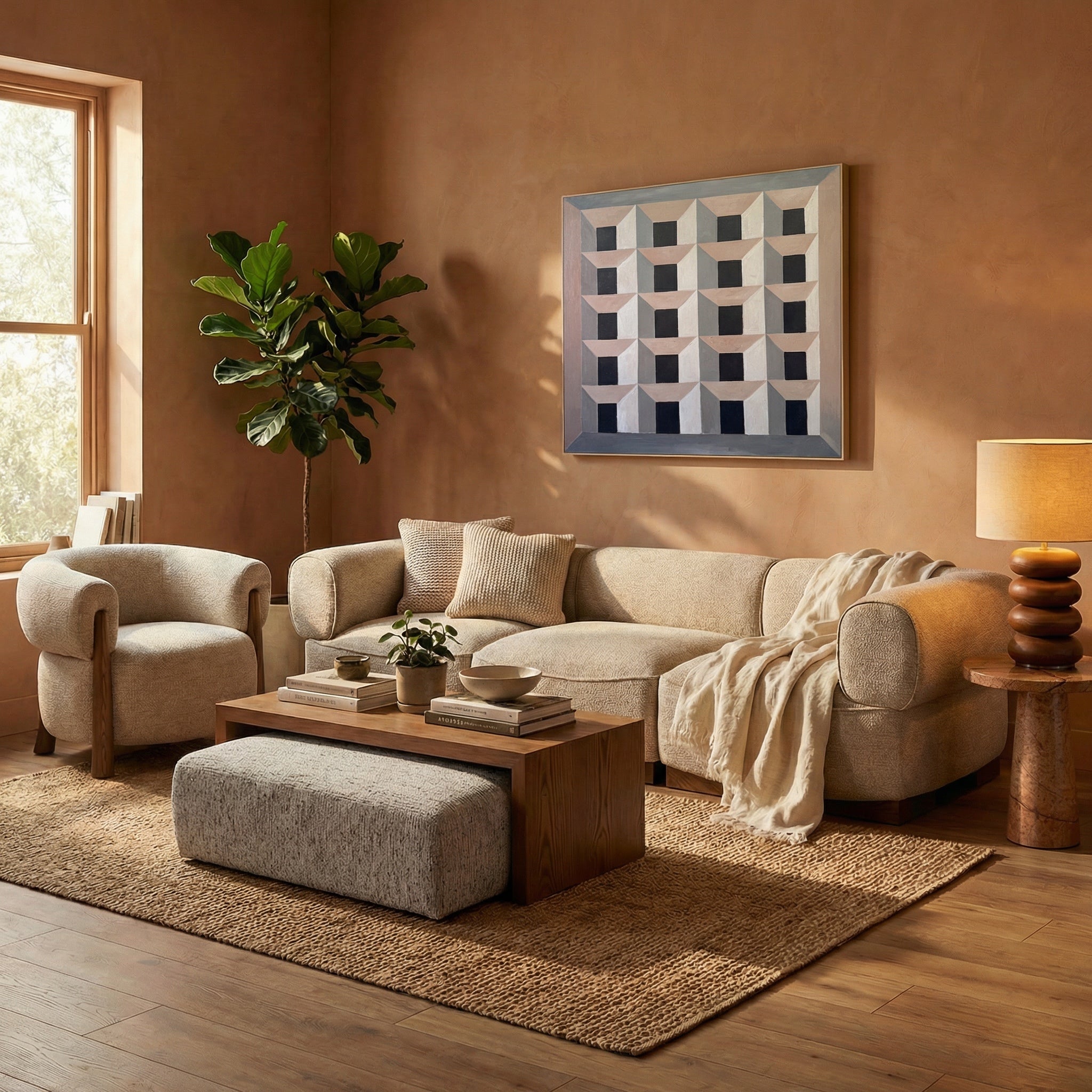 Civana Armchair - Nordic Sand & Mid Brown