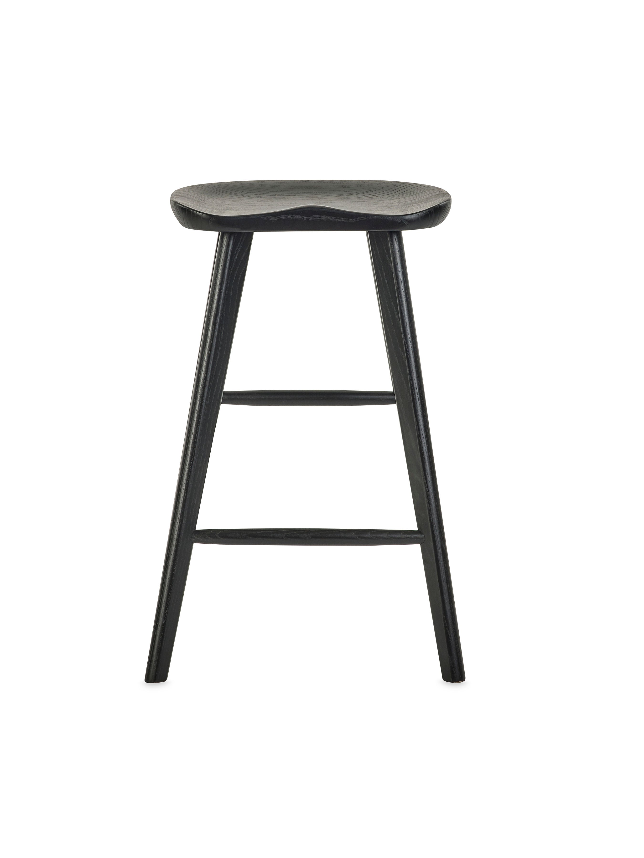 Alton Black Solid Oak Wood Bar Stool