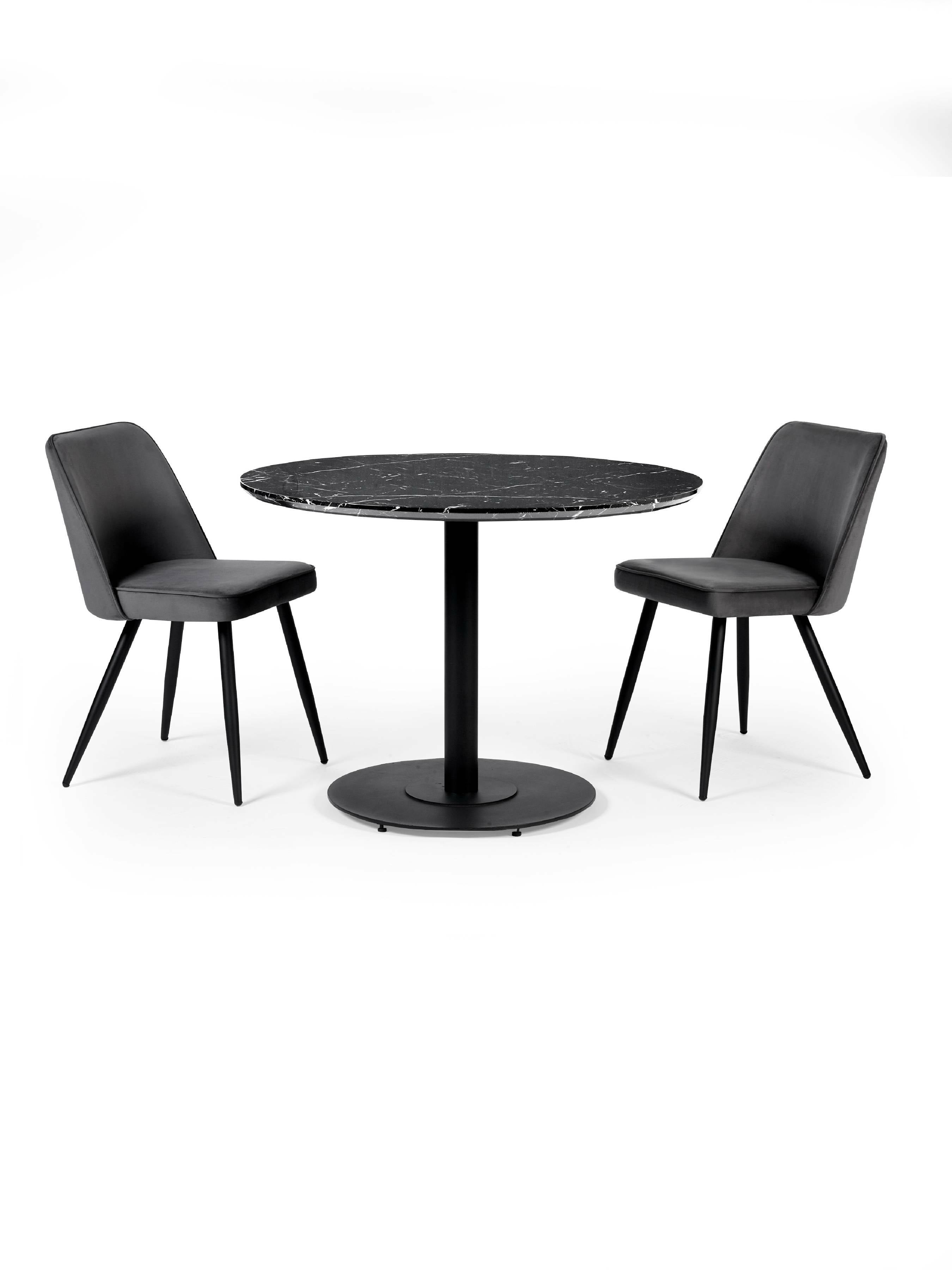 Romano Black Marble Effect Round Dining Table 80cm
