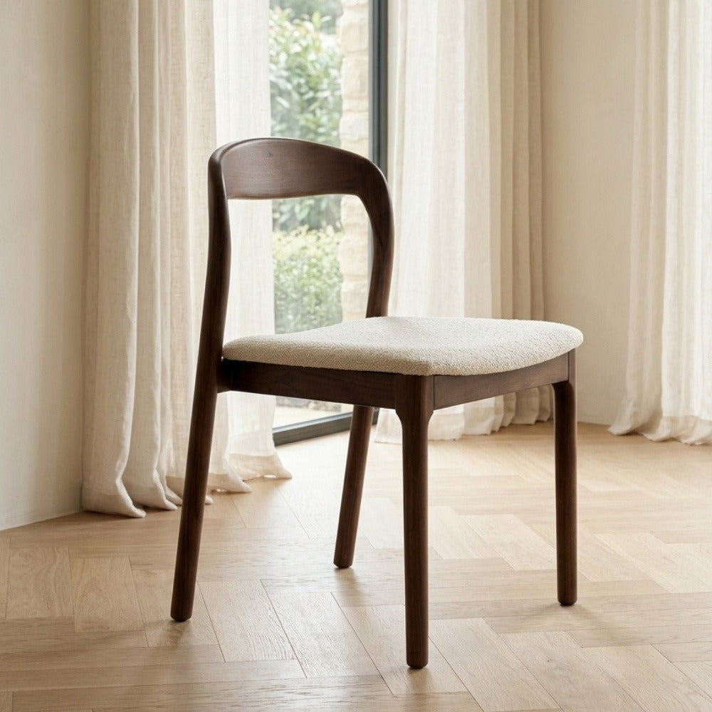 Oren Cream Boucle & Dark Brown Wood Dining Chair