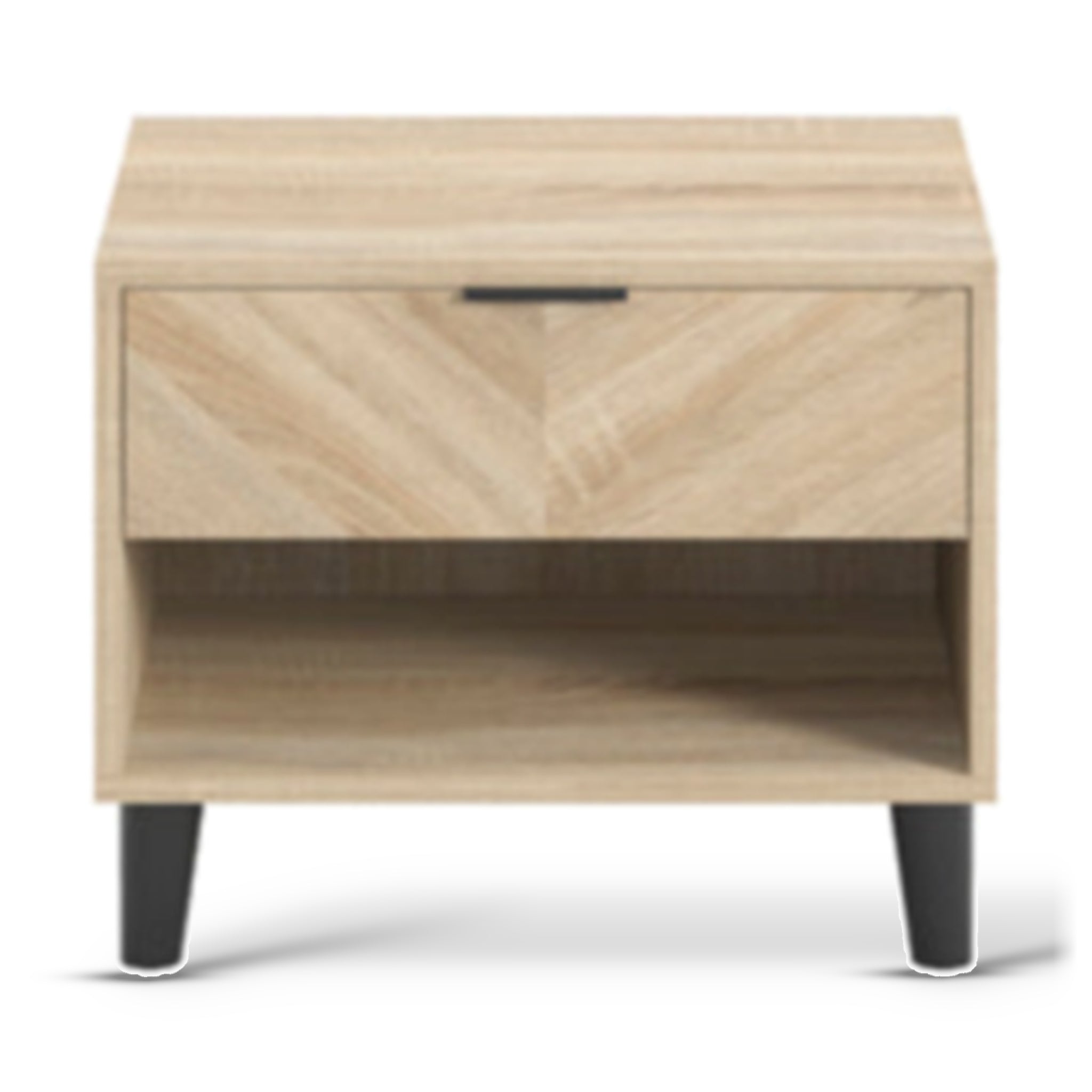 Stockholm Chevron Light Wood Bedside Table | 1 Drawer
