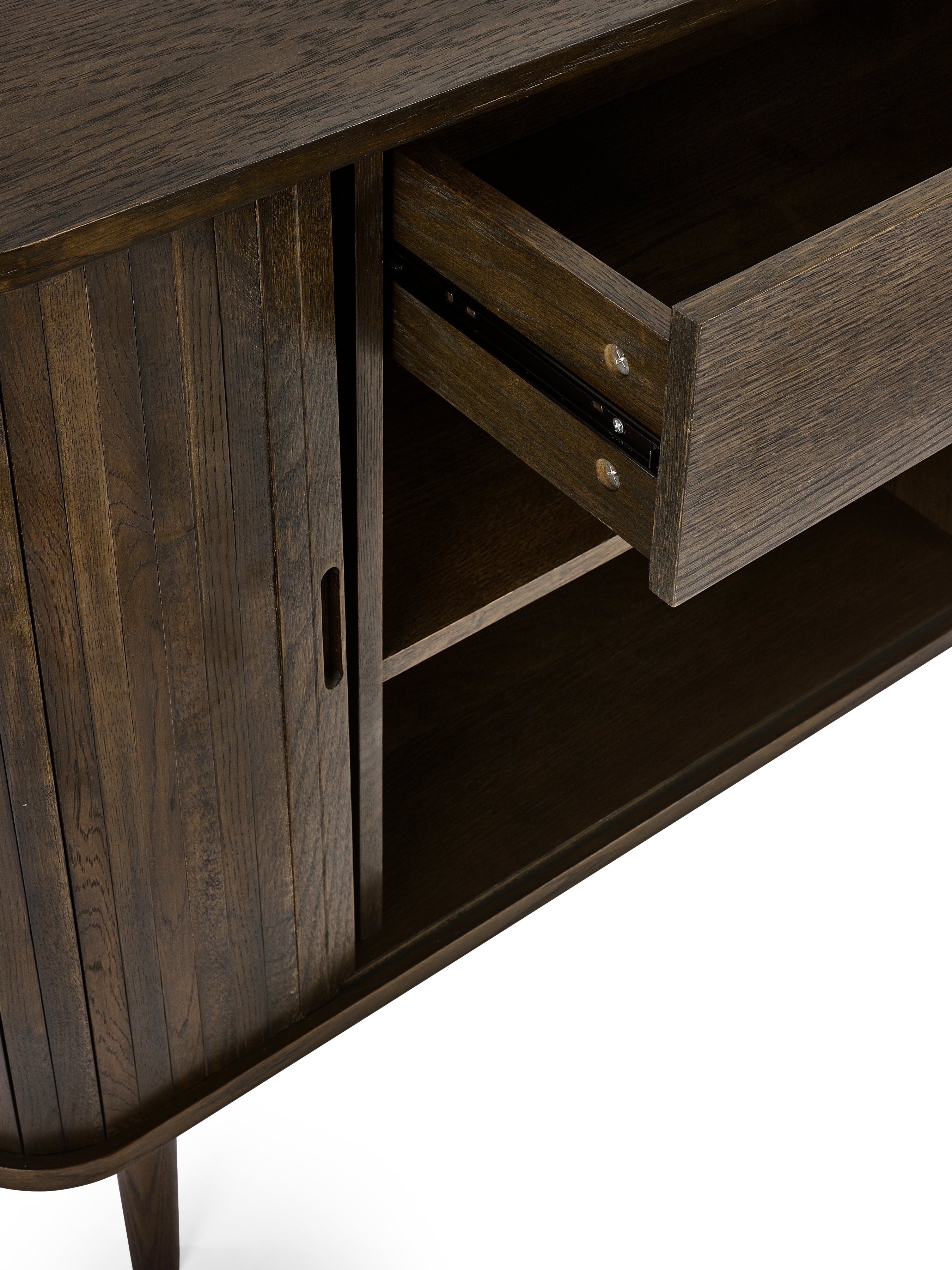 Pedra Dark Oak Wood Slatted Sideboard