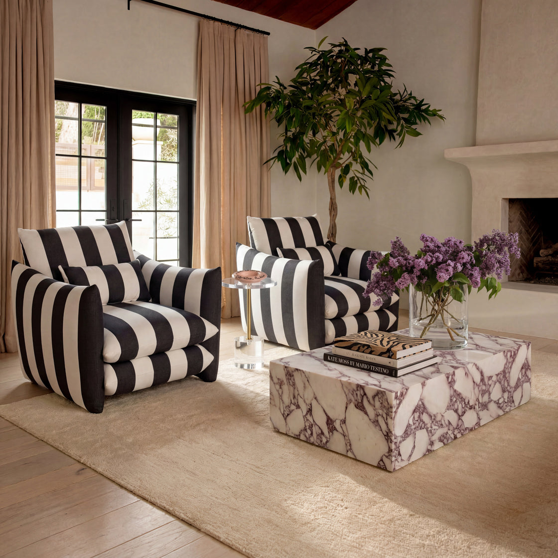 Sycamore Black and White Thick Stripe Chair lifestyle