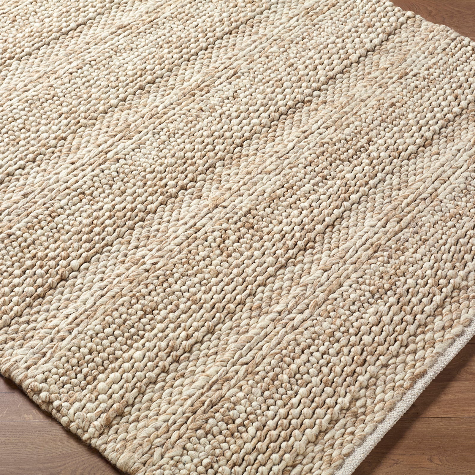 Tahoe II Global Wool Tan & Light Beige Rug 152x244cm - corner detail