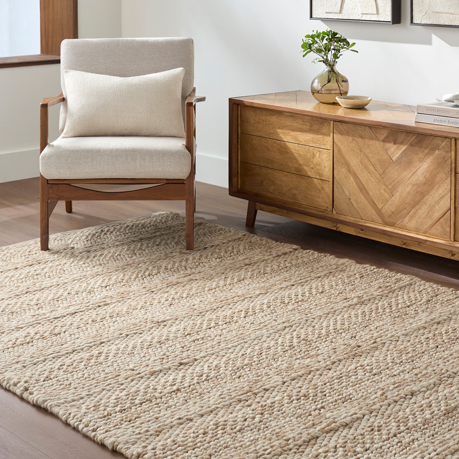 Tahoe II Global Wool Tan & Light Beige Rug 152x244cm - room setting