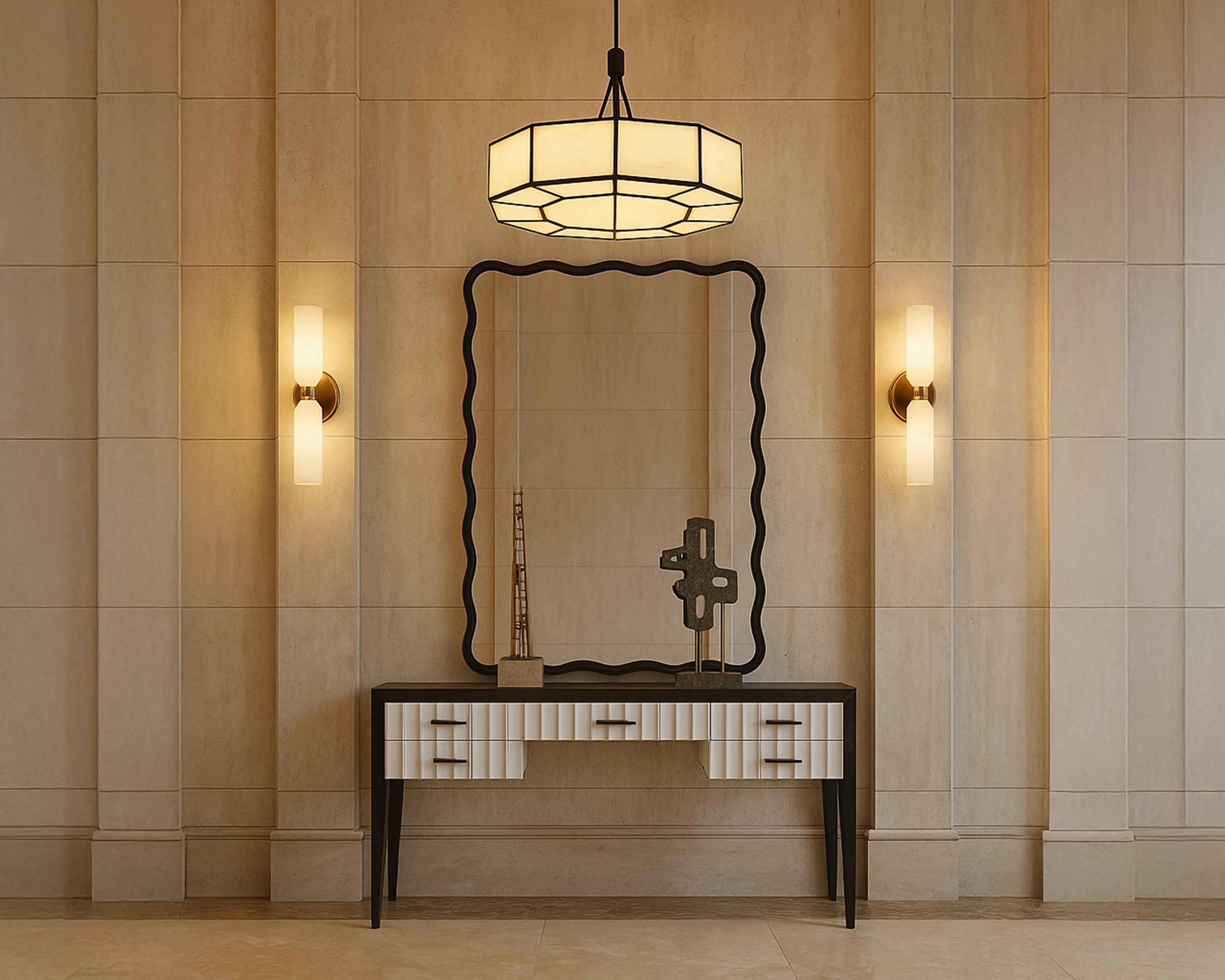 Talia Black Scalloped Wall Mirror