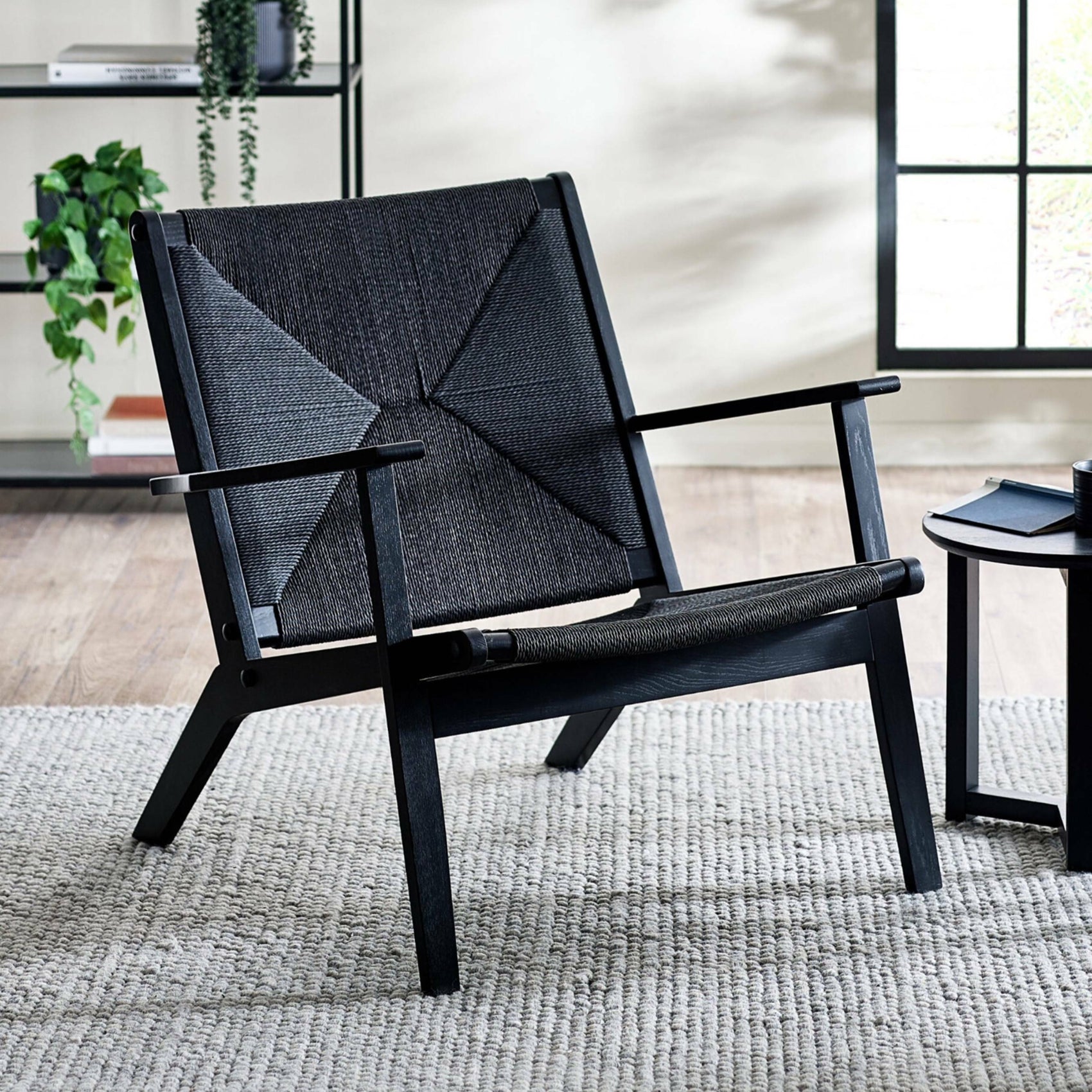 Barley Black Oak Wood & Rope Accent Chair