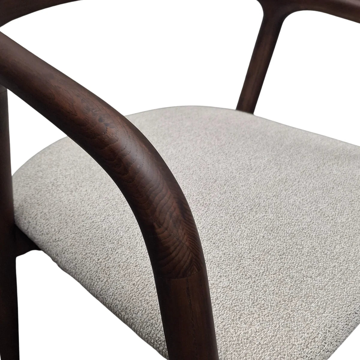 Set of 2 Barton Walnut Brown Wood Dining Chairs - Oatmeal Boucle