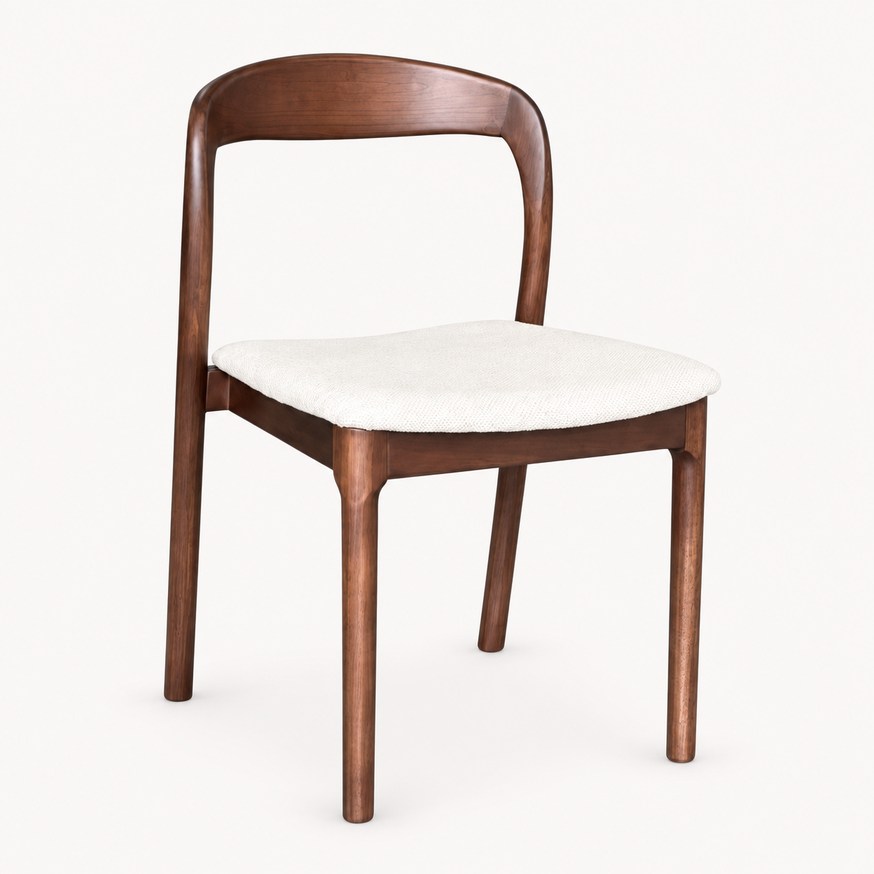 Oren Cream Boucle Dark Leg Dining Chair (Crib 5) on a pale off-white studio background