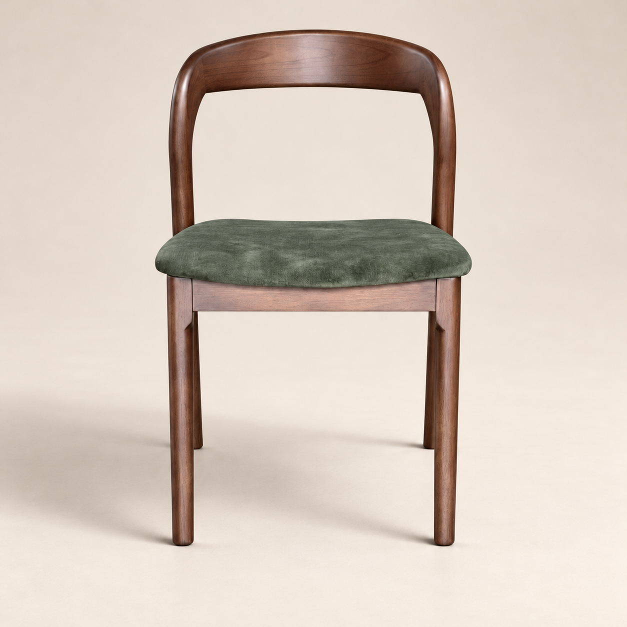 Oren Green Velvet Dark Leg Dining Chair (Crib 5) on a warm neutral studio background