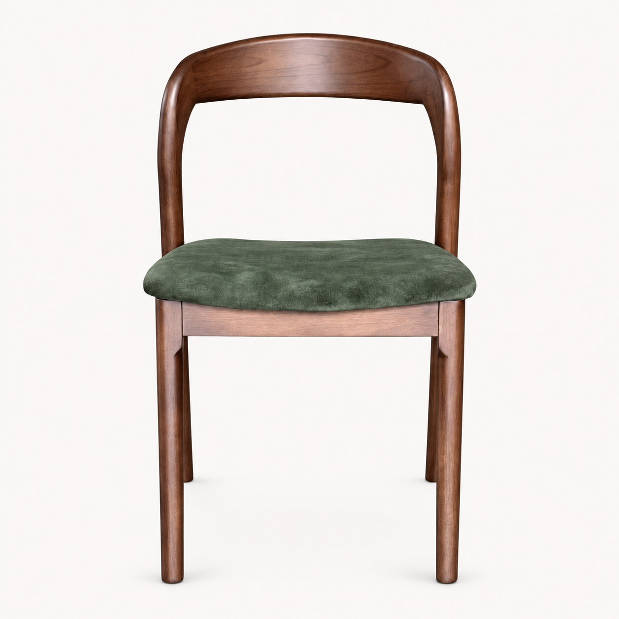 Oren Green Velvet Dark Leg Dining Chair (Crib 5) on a pale off-white studio background