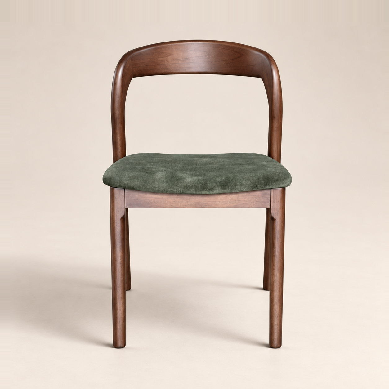 Oren Green Velvet Dark Leg Dining Chair (Crib 5) on a warm neutral studio background