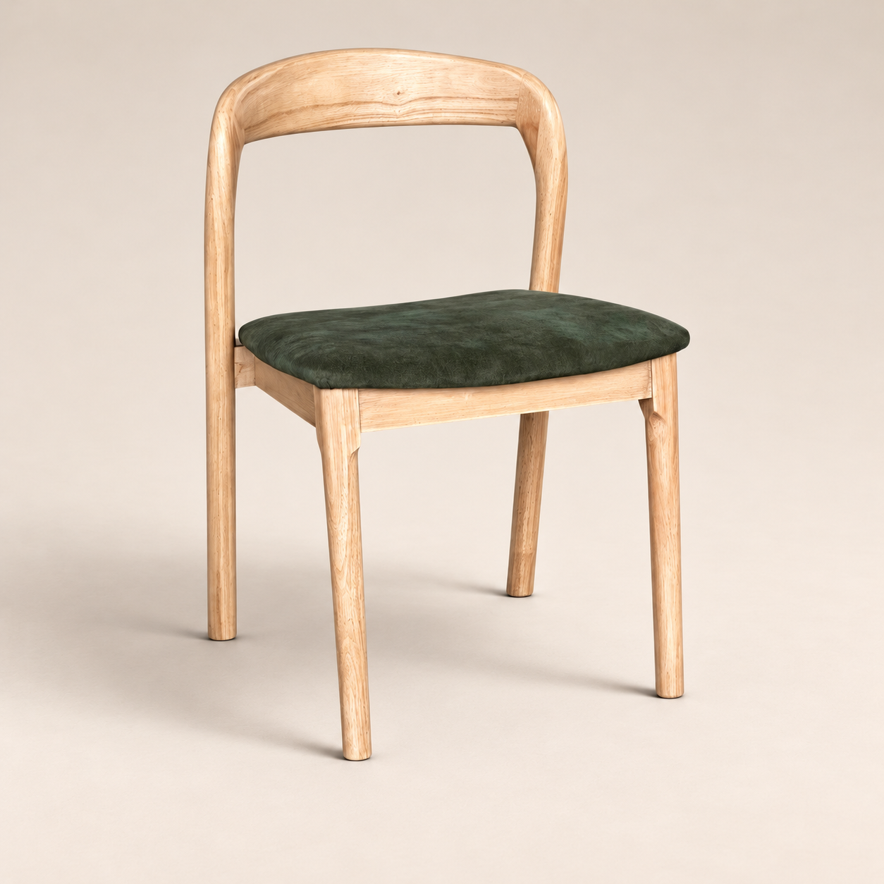 Oren Green Velvet Light Leg Dining Chair (Crib 5) on a warm neutral studio background