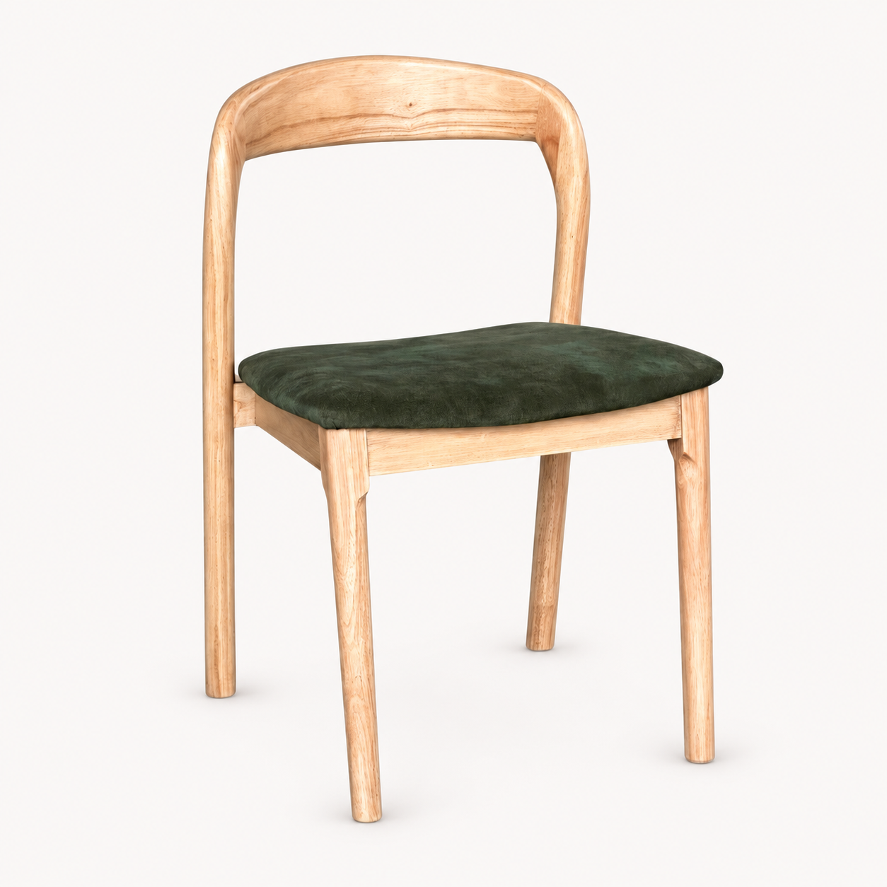 Oren Green Velvet Light Leg Dining Chair (Crib 5) on a pale off-white studio background
