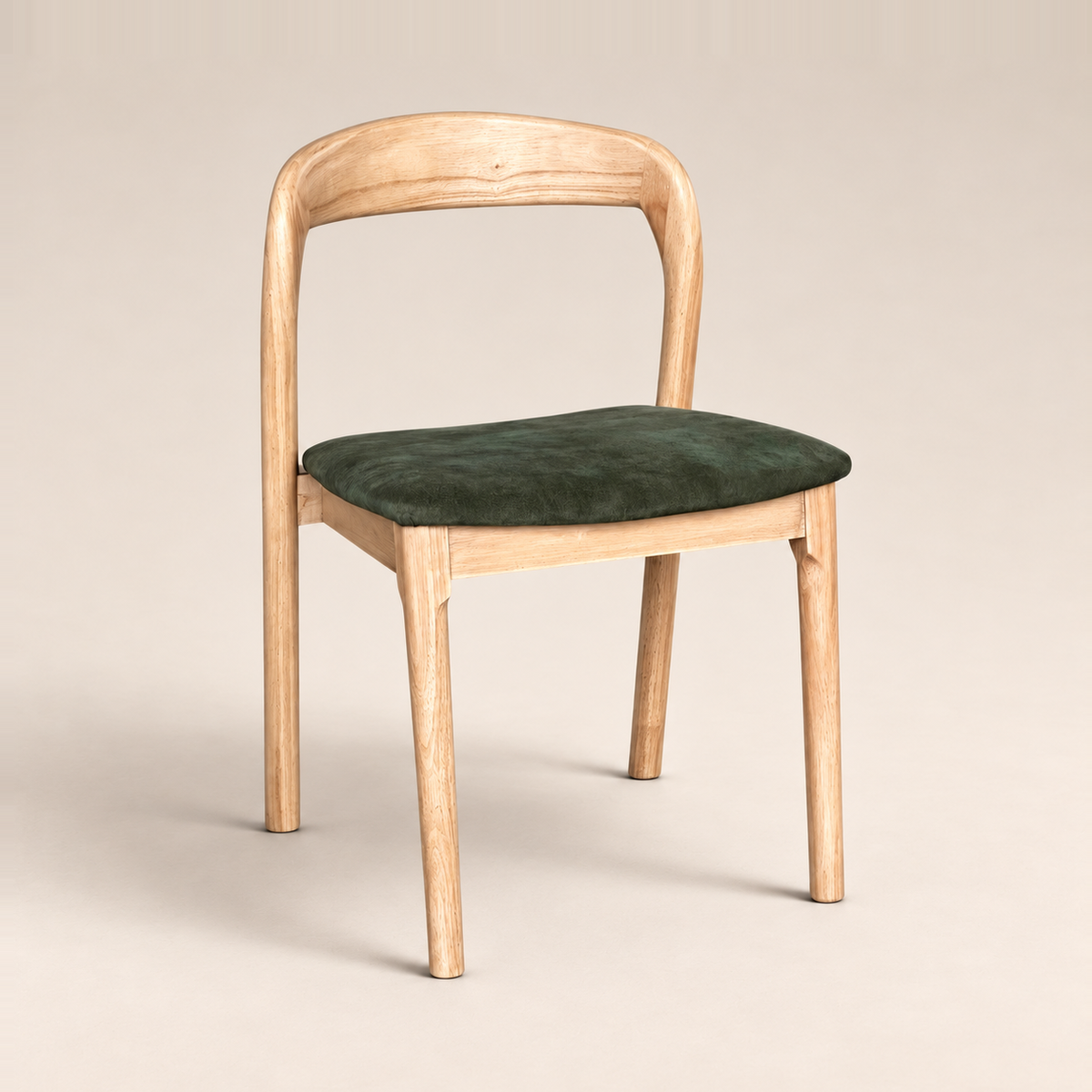 Oren Green Velvet Light Leg Dining Chair (Crib 5) on a warm neutral studio background