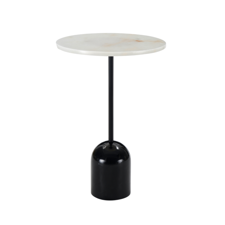 Thyme White Marble Round Side Table