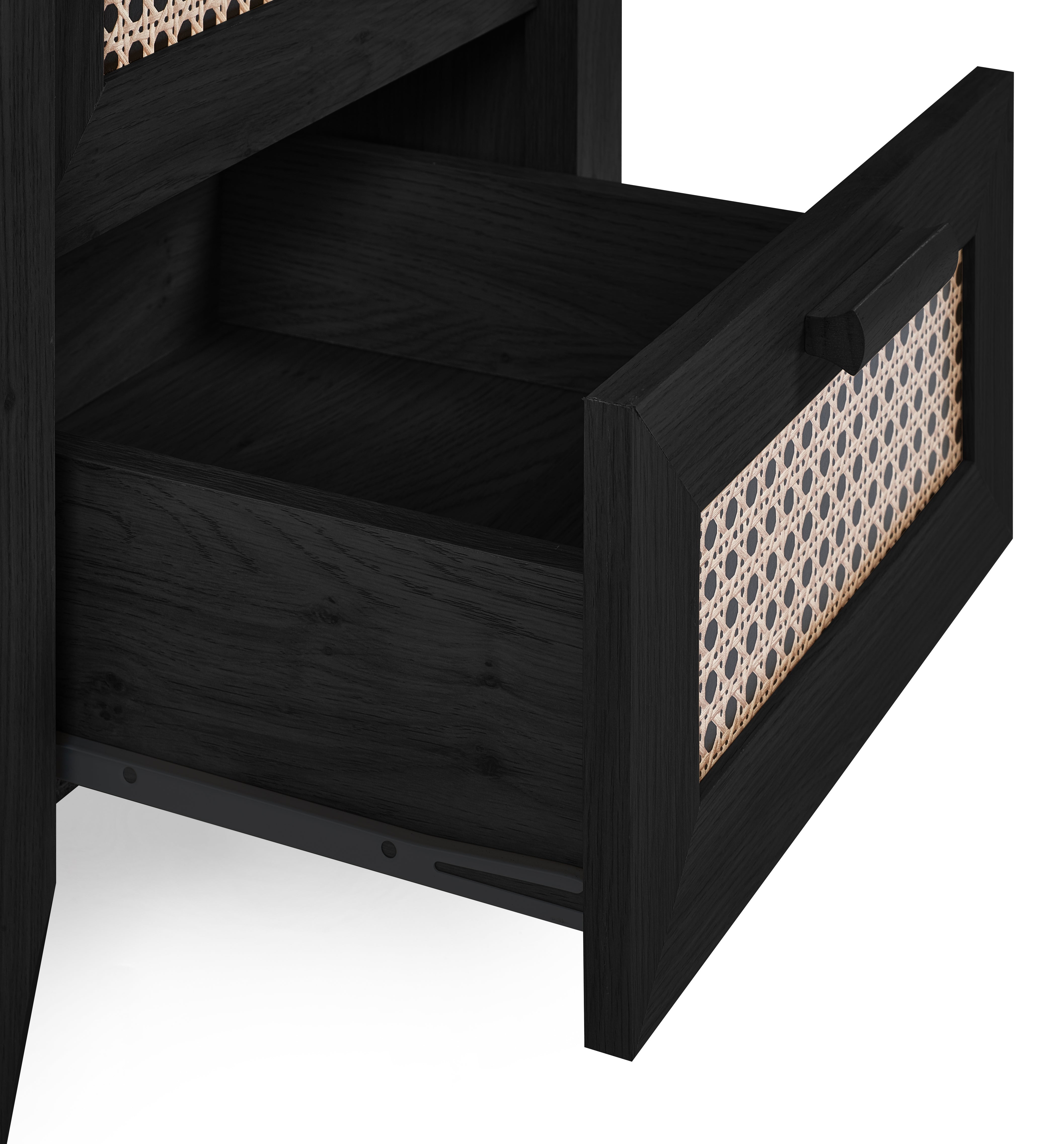 Asbury Wood Bedside Table | 2 Drawers - Black Ash