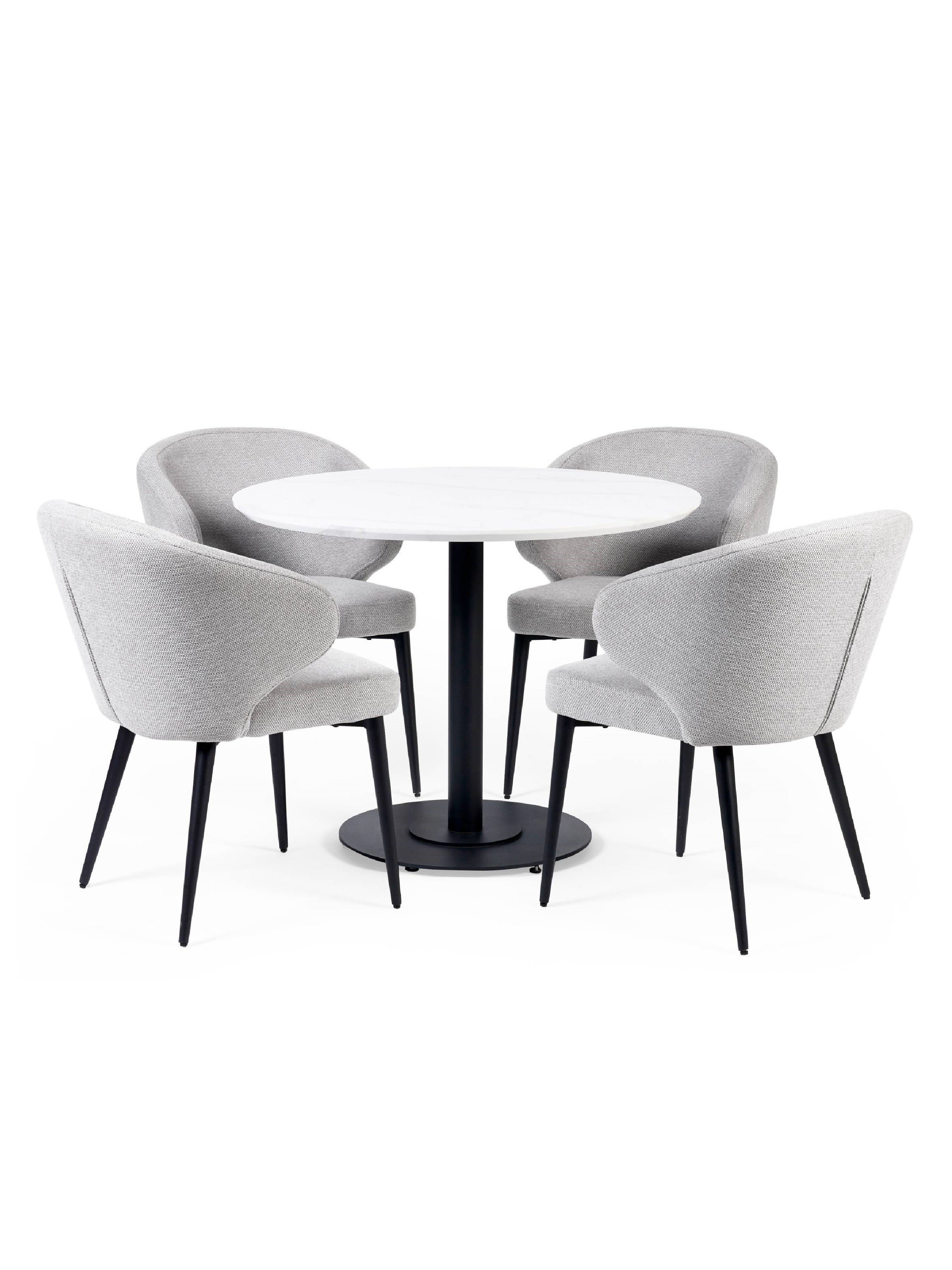 Set of 2 Anders Light Grey Curved Dining Chairs