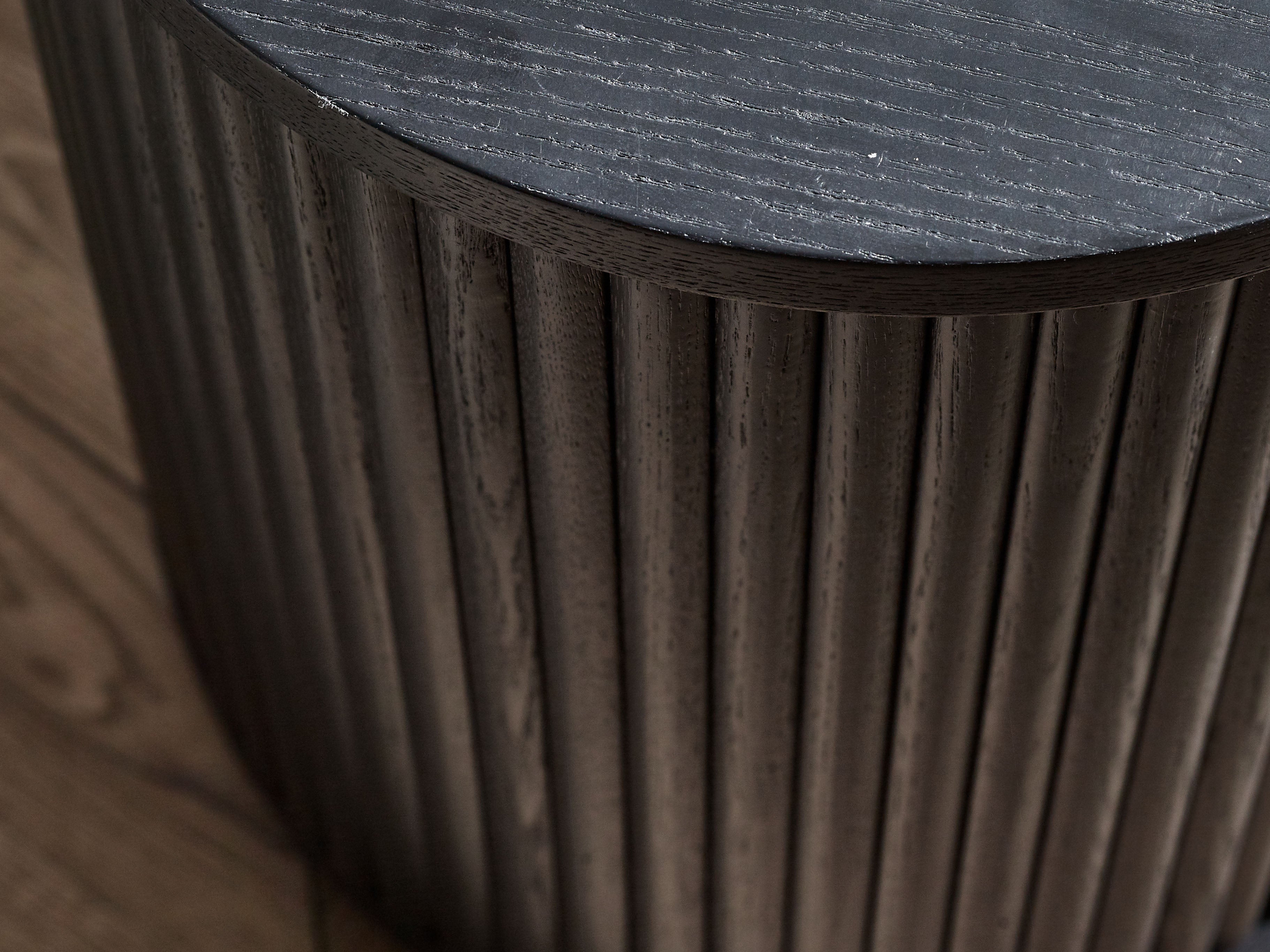 Como Reeded Black Wood Side Table With Door