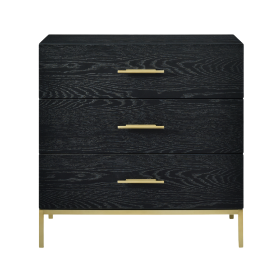 Tulip Black Wood & Gold Chest of Drawers