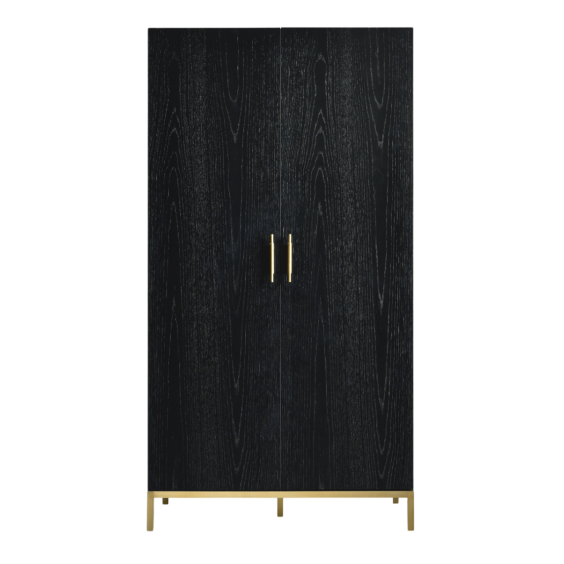 Tulip Black Wood & Gold Double Wardrobe