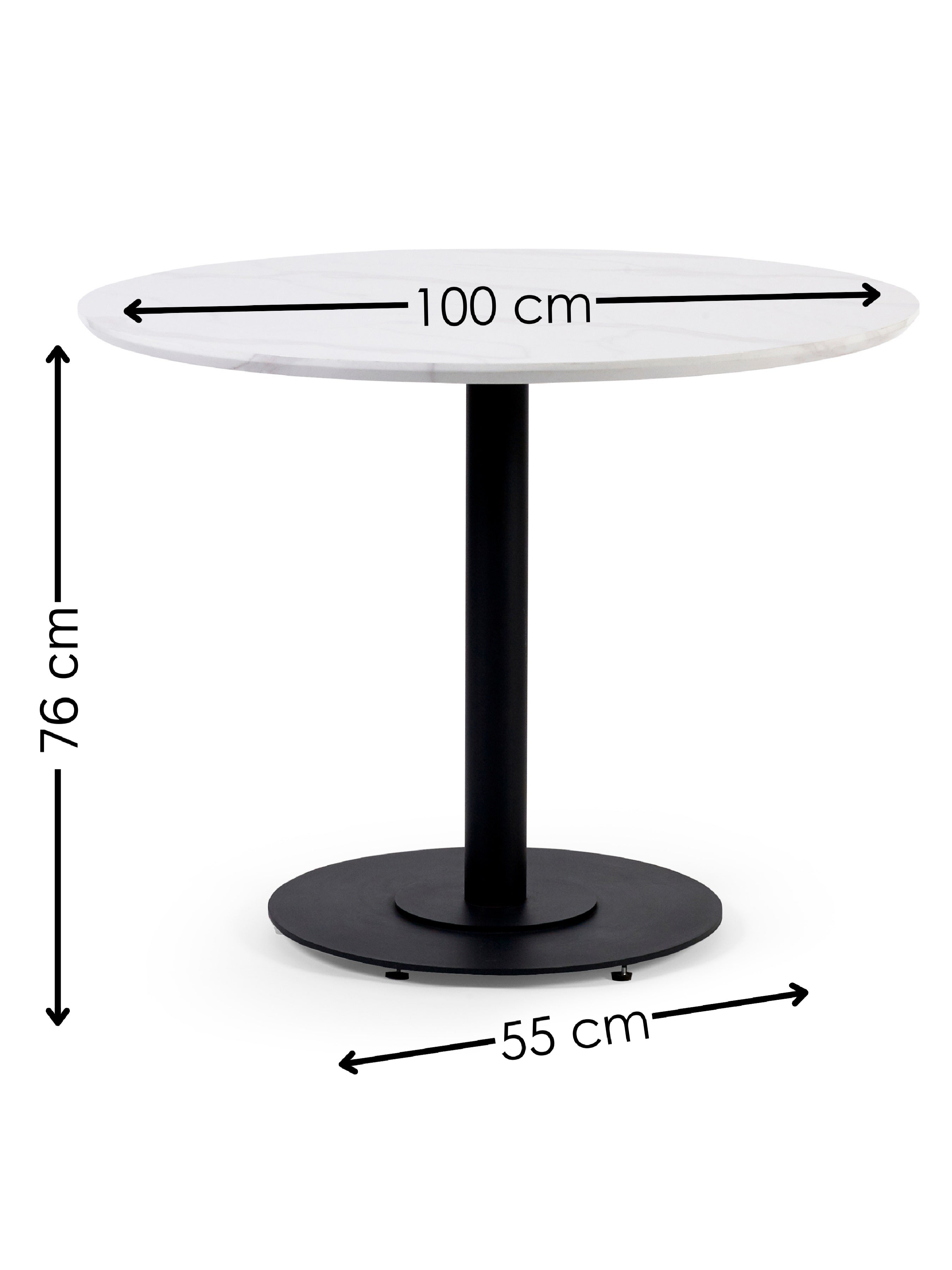 Romano White Marble Effect Round Dining Table 100cm