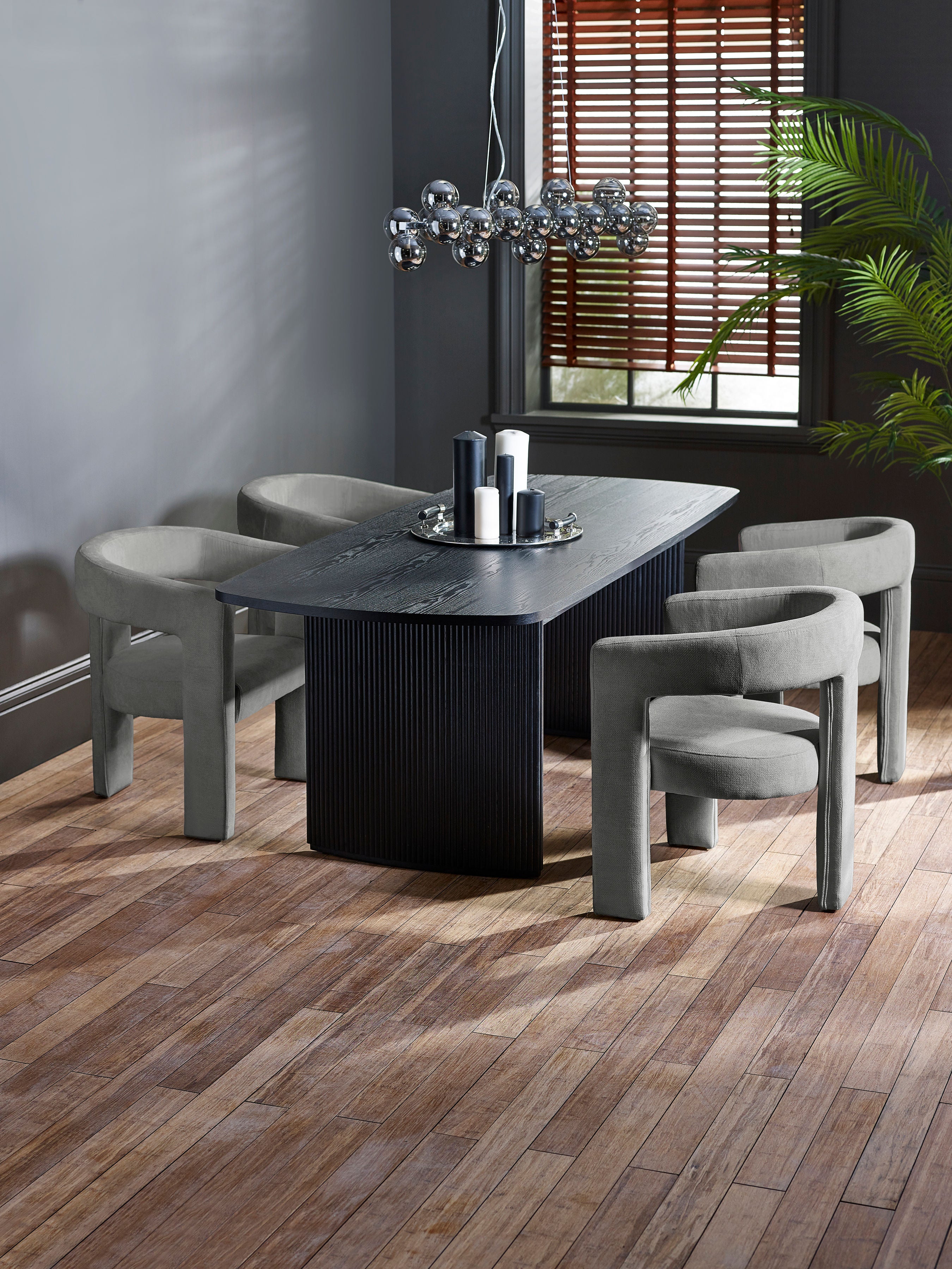 Marnie Grey Chenille Tripod Dining Chair