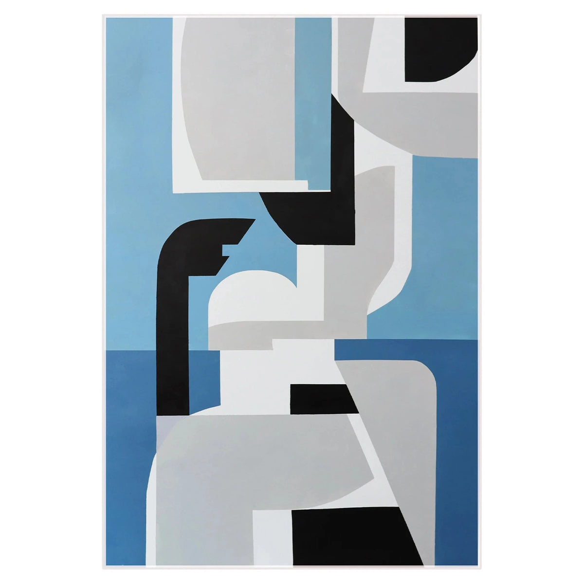 Arctic Blue & Grey Hand-Painted Abstract Canvas Wall Art