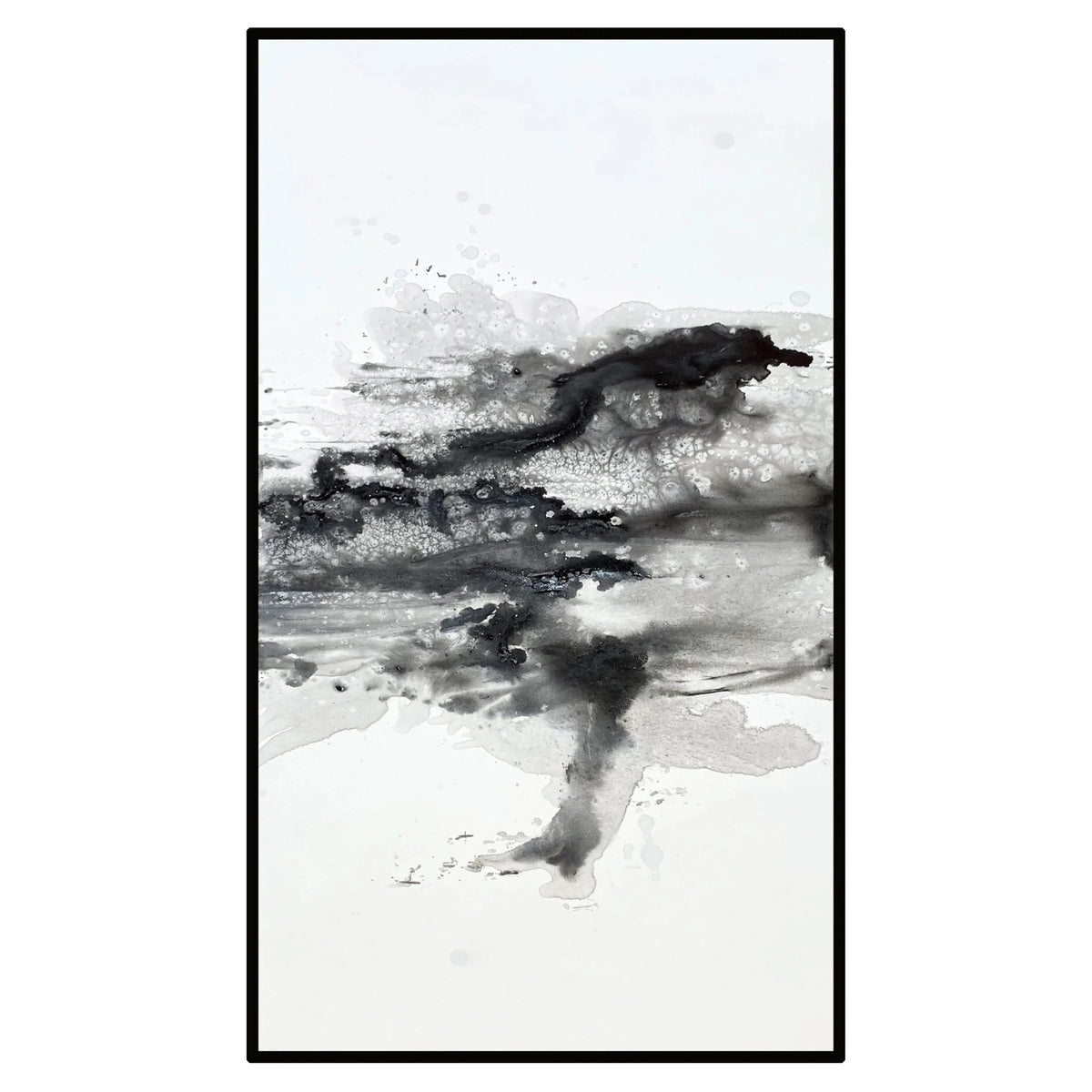 Flow IV Grey & Black Hand-Painted Abstract Canvas Wall Art