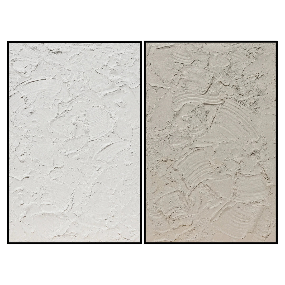 Set of 2 Kaolin White & Cream Abstract Canvas Wall Art