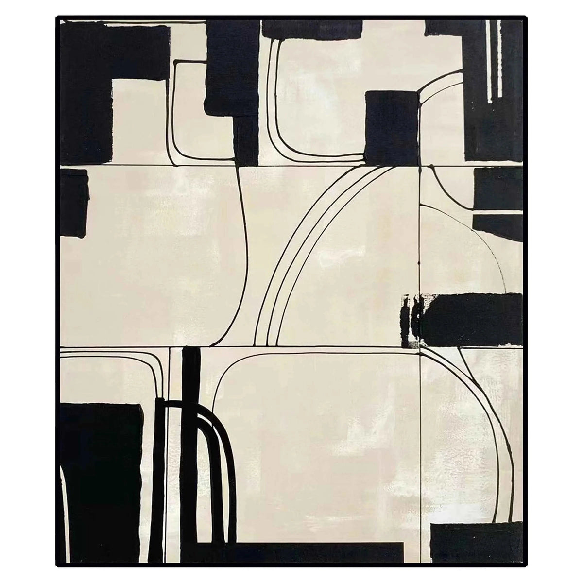 Architect's Dream Black & Cream Geometric Canvas Wall Art
