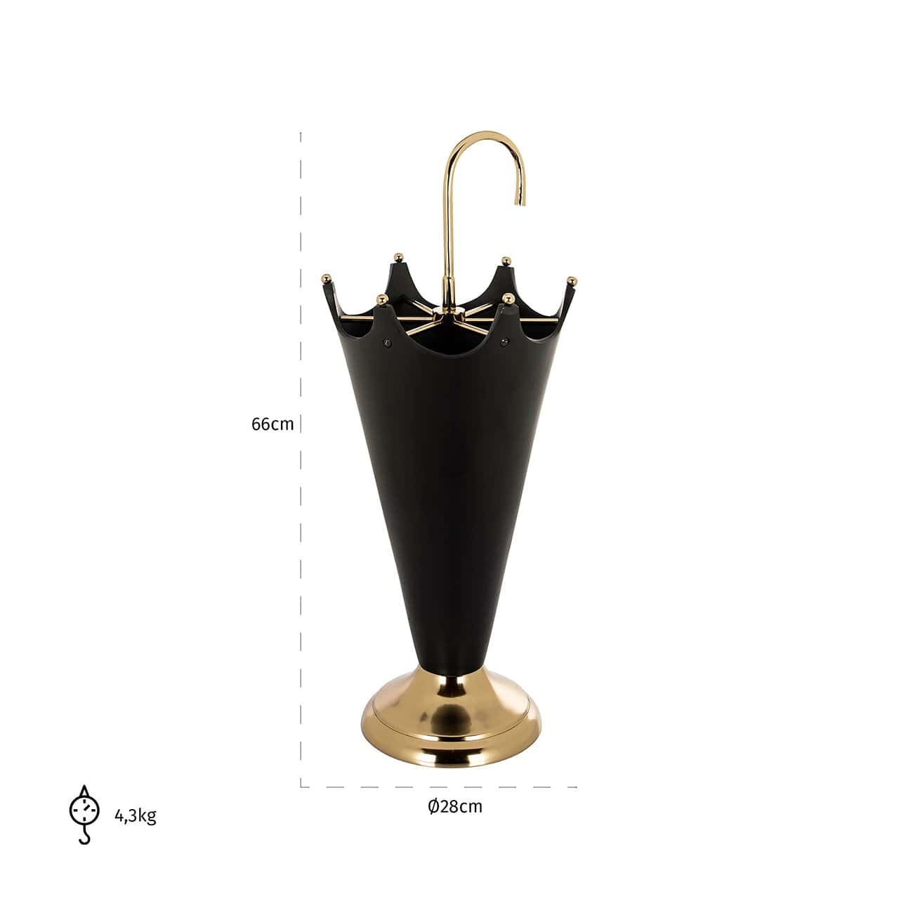 Umbrella stand Jytte (Black/gold)