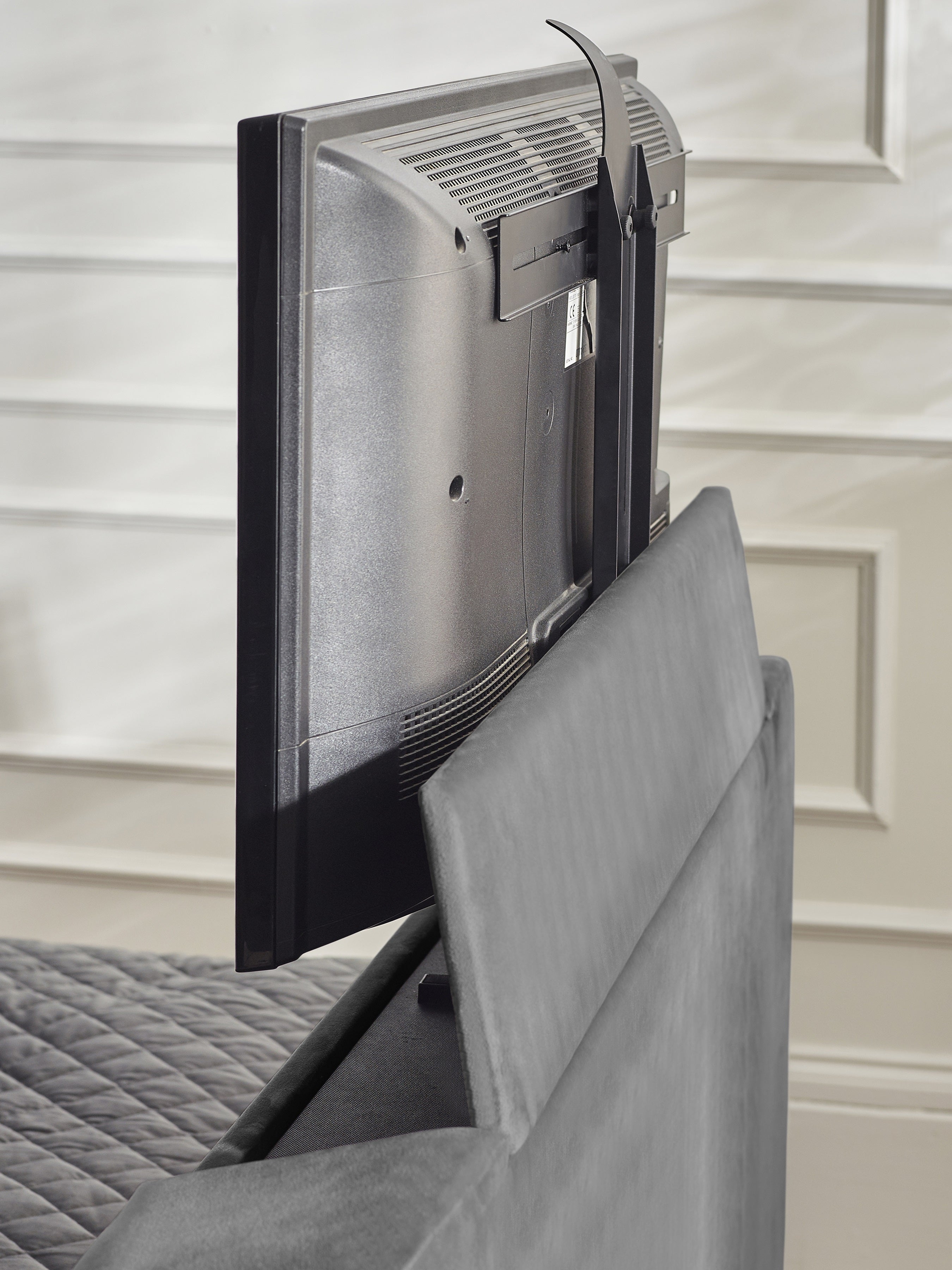 Alston Dark Grey Velvet Ottoman TV Bed Double