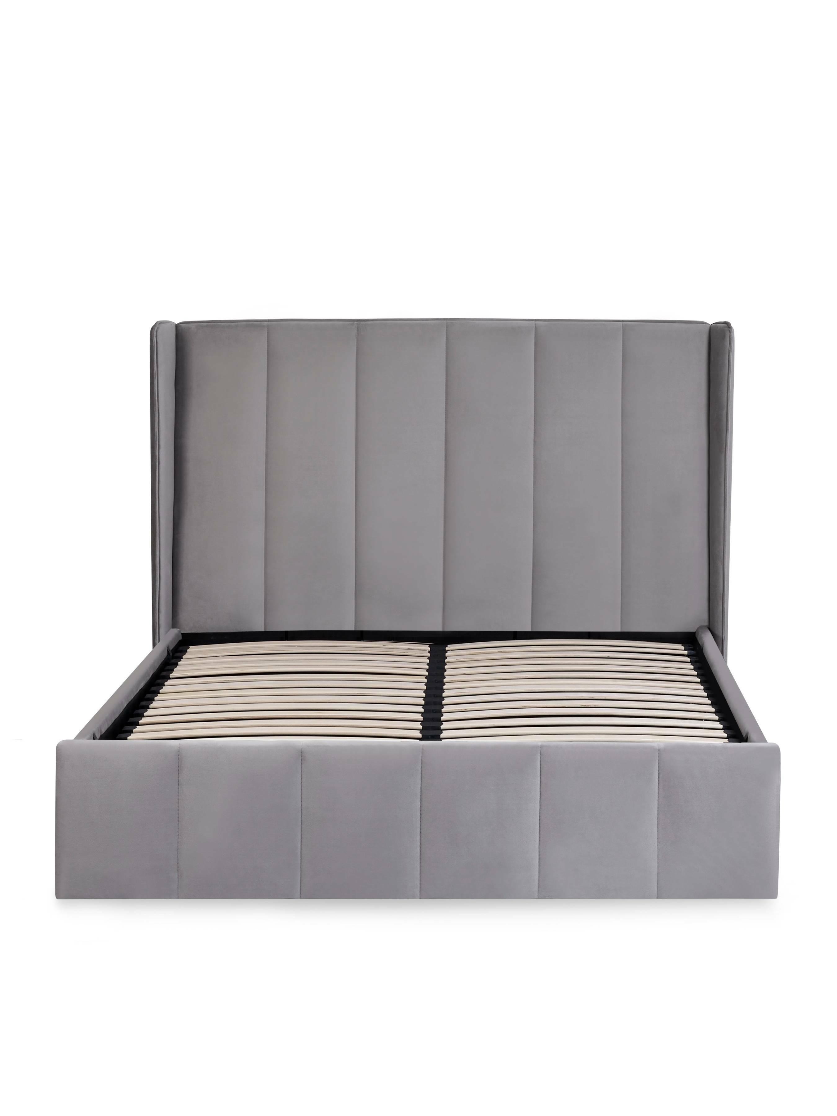 Orwell Grey Velvet Ottoman Storage Double Bed