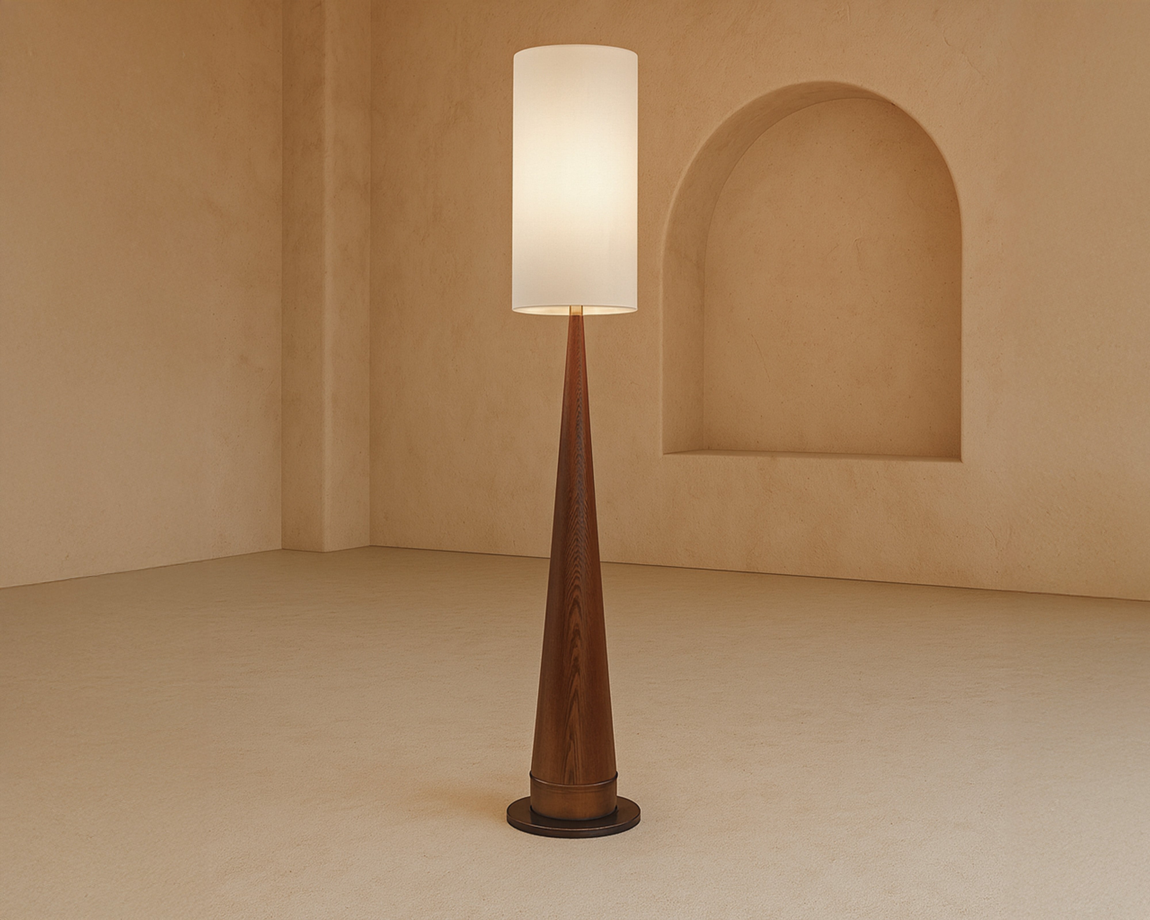 Velta Classic Brown Wood & Antique Bronze Floor Lamp